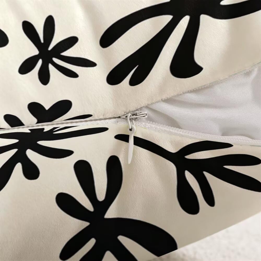 Federe Cuscini Divano 60x60 cm Federe Morbido Copricuscini Beige Nero in Velluto, 2 Pezzi Copri Cuscini per Divano Moderno Decorativi Federa Cuscino Astratto per Camera da Letto Soggiorno (IU91)