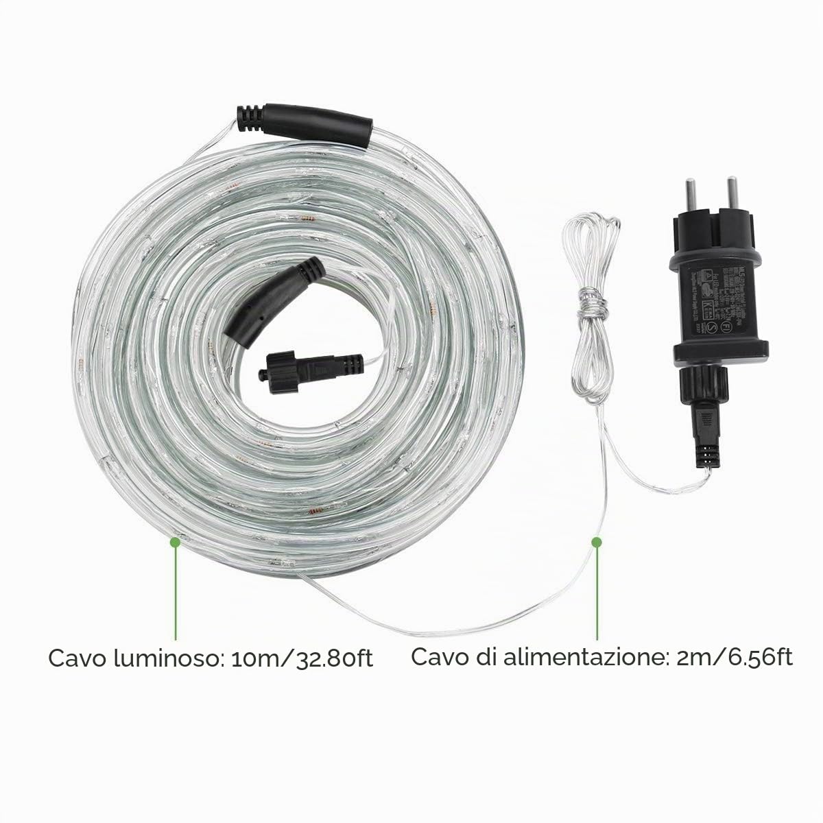 Lepro Tubo Luminoso 10m,Luci Natale Esterno 240 LED Bianco Caldo, Renna Natale da Esterno Impermeabile IP65 Natale Decorazioni, per Decorazioni Interni e Esterni