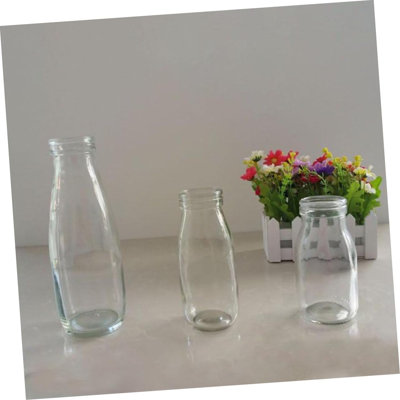 4pcs Transparent Glass Bottles with Lid for Juices and Milk Airtight Sealing for Freshness Reusable Beverage Containers for Lunches Go Storage