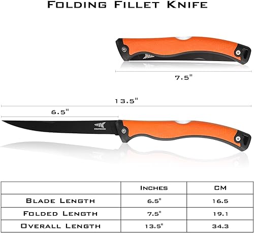 Miniatura 6 de KastKing Filete plegable, cuchillo de pescar, campamento, caza, cuchilla de acero inoxidable alemán G4116, asas antideslizantes, 13  pulgadas de