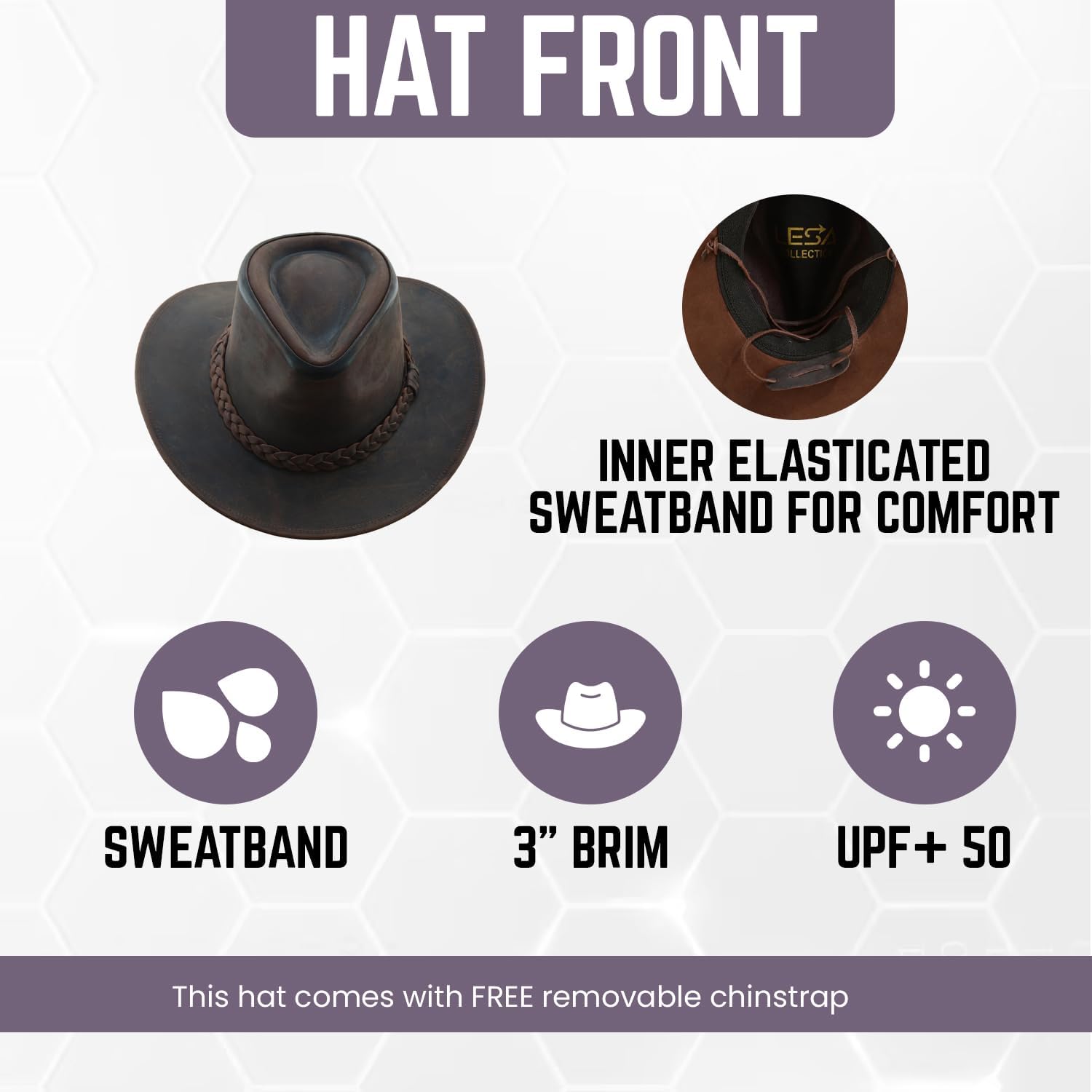 Thunder Leather Cowboy Hat for Men & Women – Handcrafted Western Outback Hat, Genuine Leather, Shapeable Brim