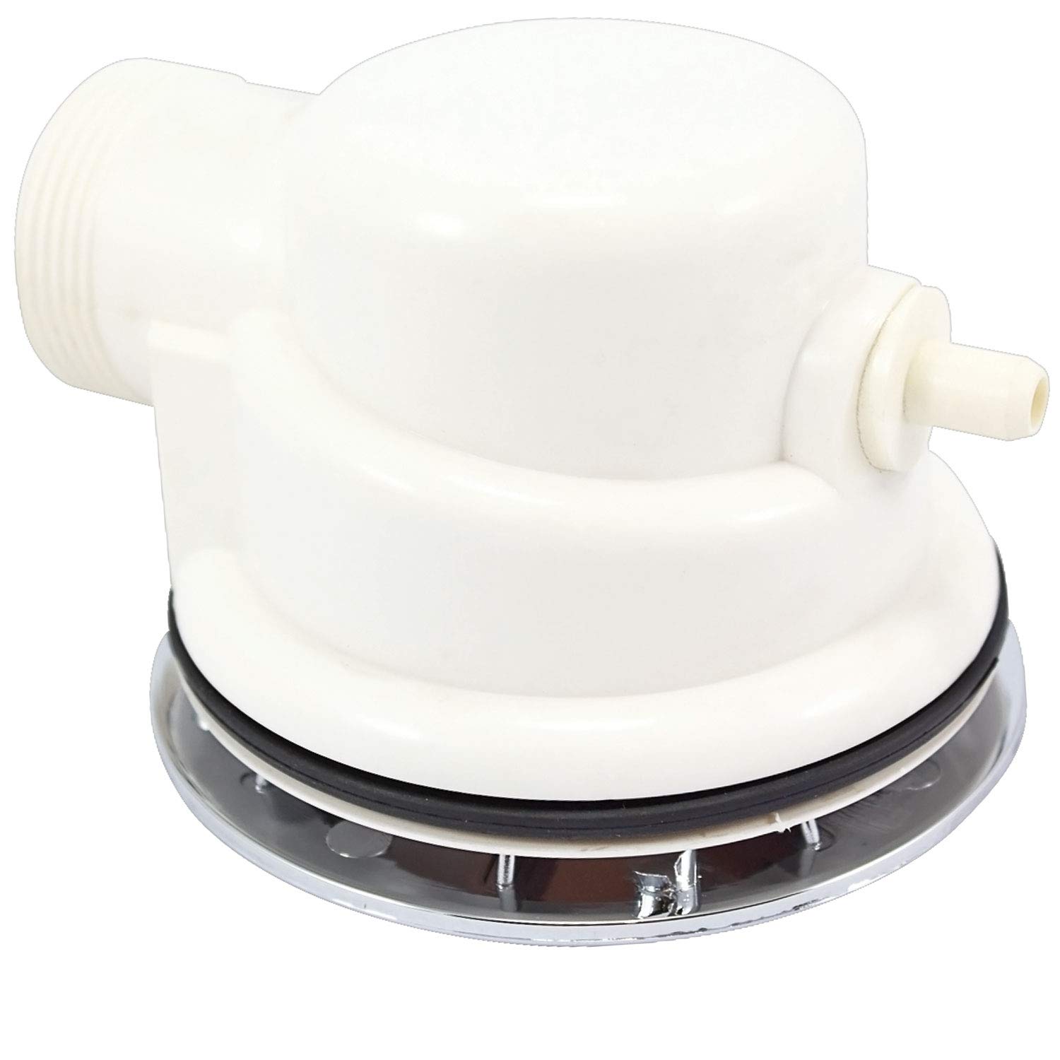 Desagüe de ducha de plástico cromado con espiga adaptadora y tubo de vapor - 85 mm