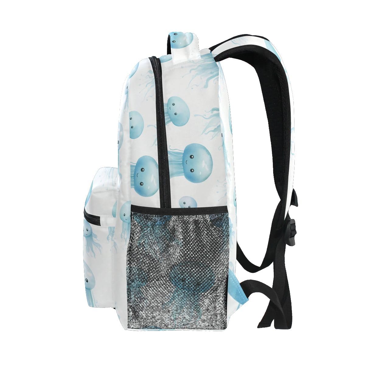 Sac à dos d'école avec méduses bleu océan avec grande capacité léger et durable pour étudiant, multicolore, S