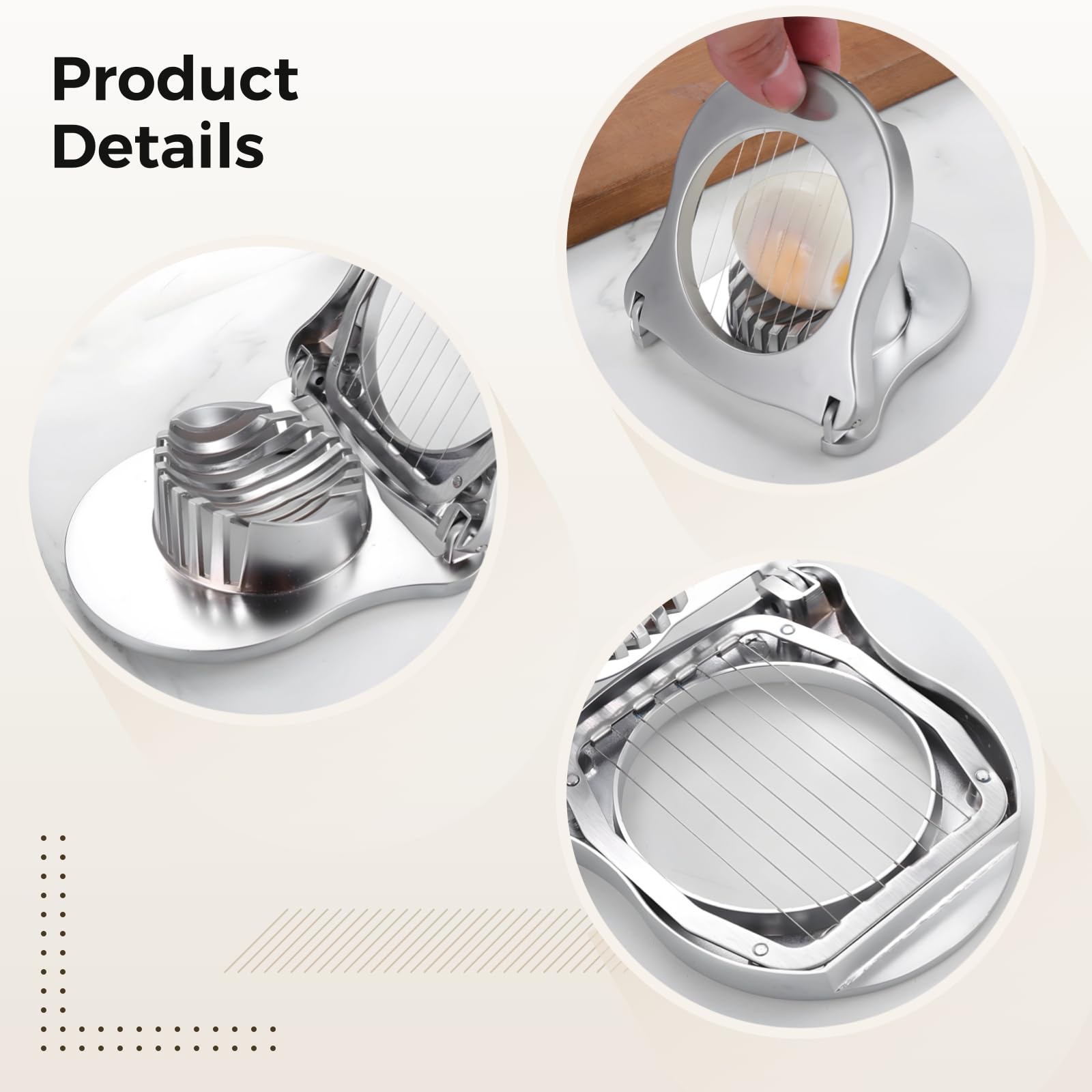 Bosreroy 2-Pack Egg Slicer, Zinc Alloy Hard-Boiled Egg Cutter with Stainless Steel Wires for Precise Cuts, Ideal for Breakfast, Salads & Sandwiches