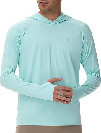 40% off: Runhit Men's Sun Shirts UPF 50+ Protection, Long Sleeve Fishing Hoodie UV Rash Guard, Lightweight …