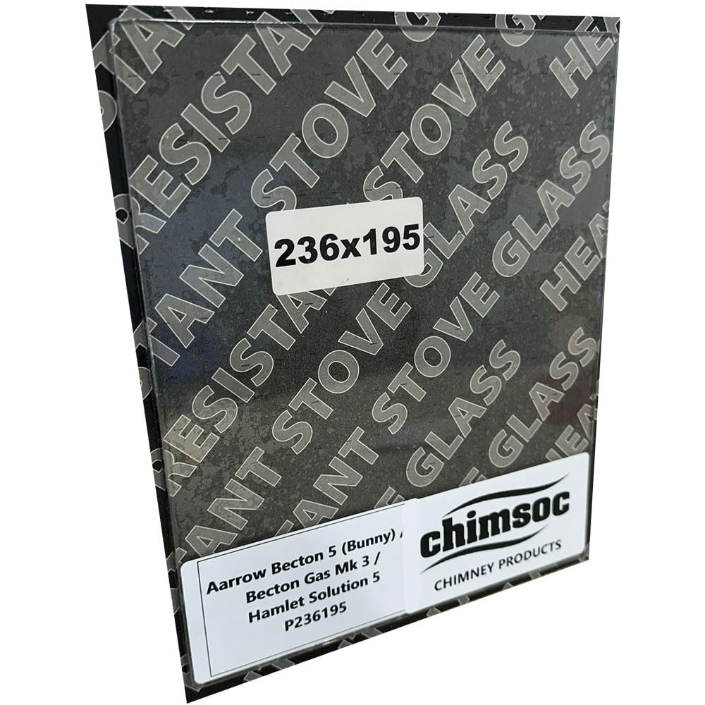 Chimsoc Replacement Stove Glass - Aarrow Becton 5 Bunny/Becton Gas Mk 3 / Hamlet Solution 5 (236mm x 195mm Rectangular)