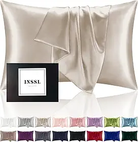 INSSL Fronha de seda para mulheres, fronha de seda de amoreira para cabelo e pele e fique confortável e respirável durante o sono (padrão, castanho-acinzentado)