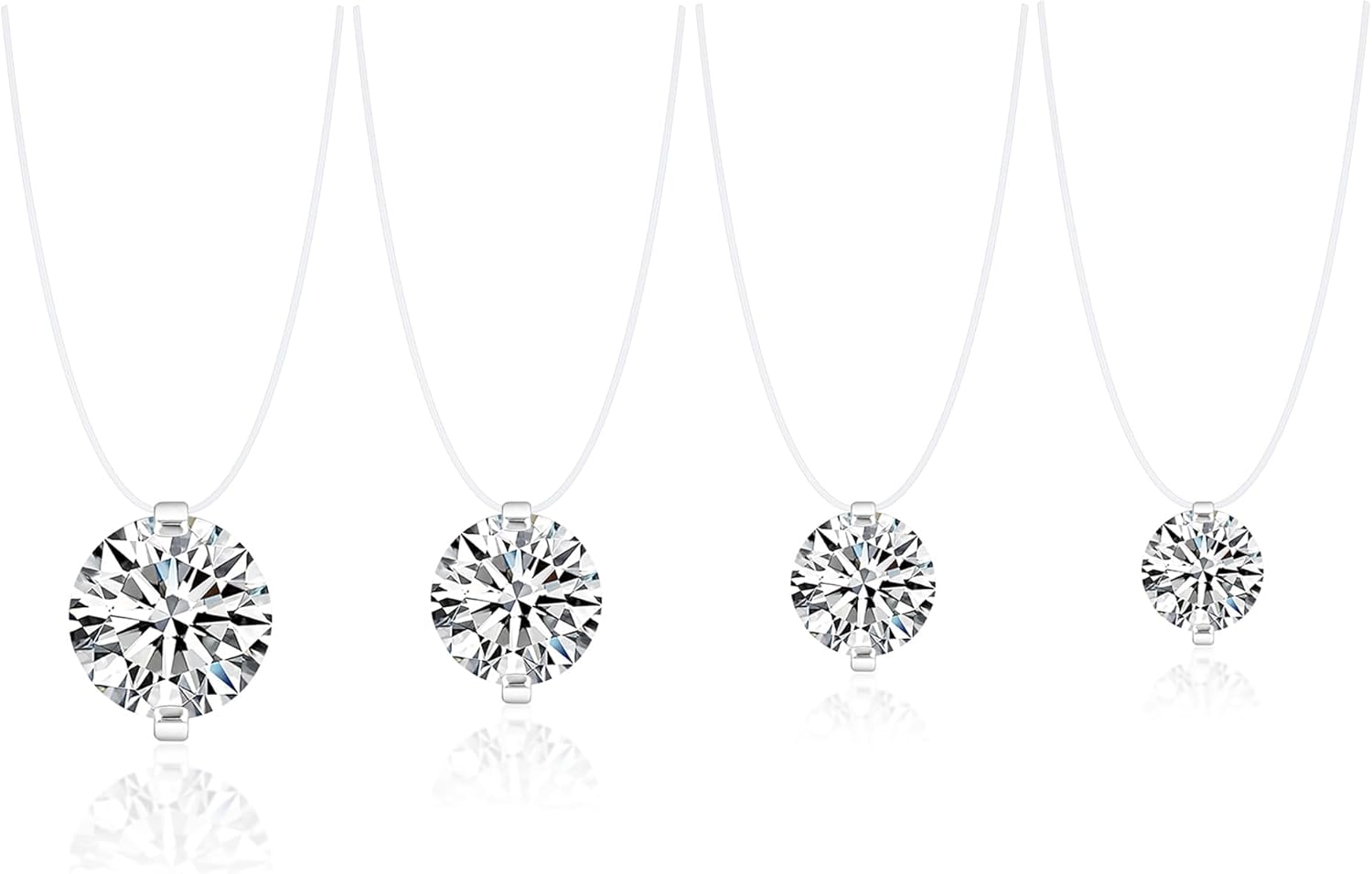 YSDD 0.5/1/2/3CT Moissanite Necklace for Women, D Color VVS1 Round Cut Moissanite Fishbone Necklace Pendant, Invisible Necklace, 925 Sterling Silver Plated 18K White Gold, Certificate Included - Image 3