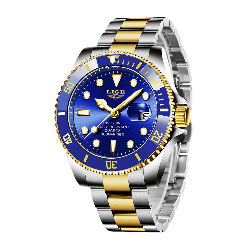 LIGE Orologi al Quarzo da uomo, Orologio da polso al Quarzo Analogico in Acciaio alla Moda con Cinturino in Acciaio Inossidabile a Maglia Milanese