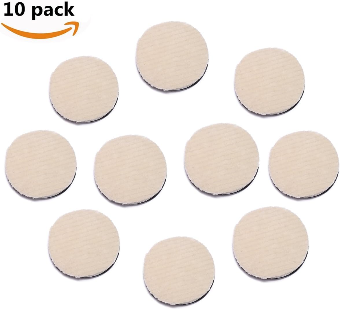 OKAYDA 100% Wool Polishing Pad with Sponge Buffer and Hook & Loop Back Wool Waxing Pad for Auto Car 2" 10pack