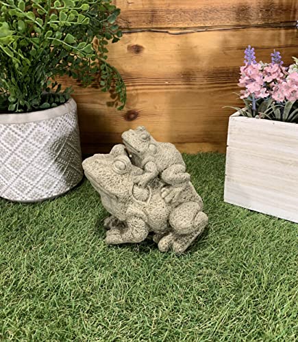 Generic Stone Garden Piggyback Frog Pair Ornament