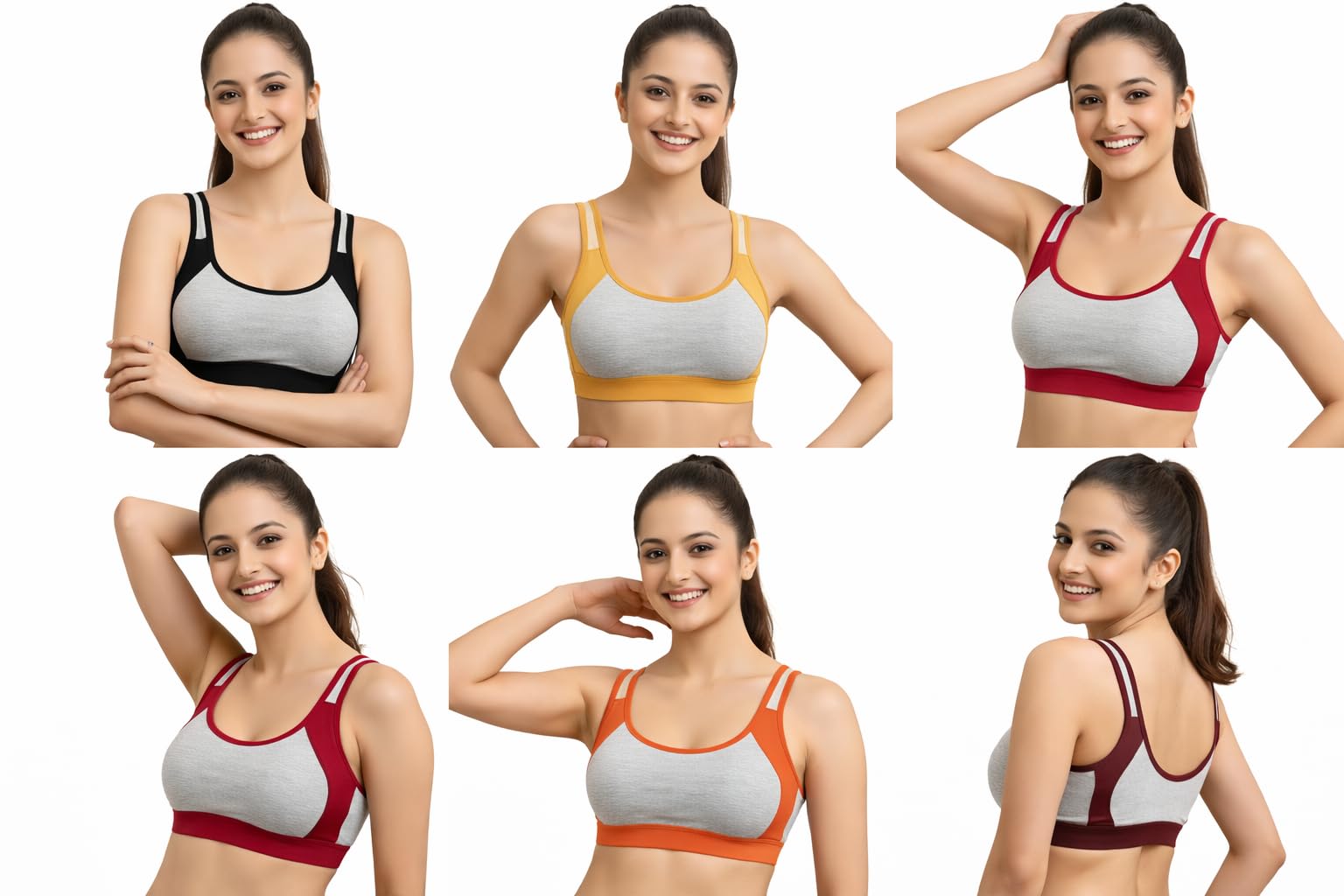 Velura Craft Girls Sports Non Padded Bra,Women Full Coverage Bra| Non-Wired Slip-On Short Bralette for Gym, Yoga, Running(Pack of 3)-image-48
