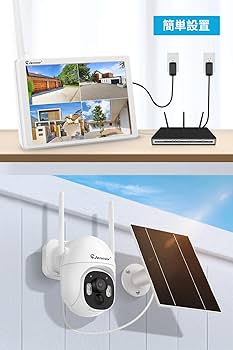 完全無線 防犯カメラ ワイヤレス 屋外 ソーラー 400万画素 360°回転 400万画素 ワイヤレスソーラー防犯カメラ 屋外用 360°広角、IP66