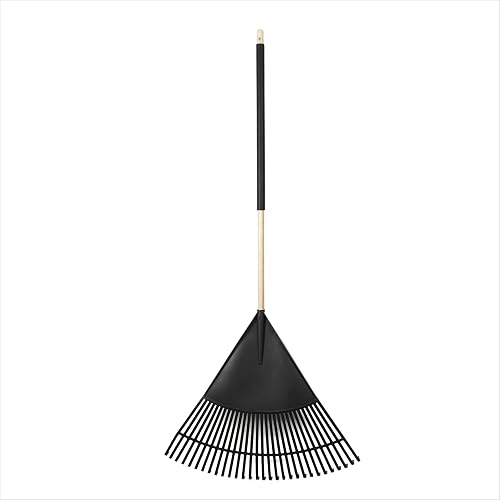 30 in Wood and Poly Leaf Rake with Wide Head and Flexible Tines
