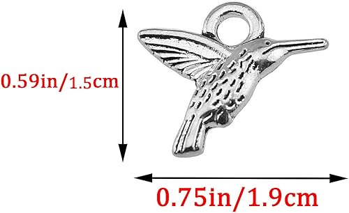 Miniatura 2 de 50 dijes pequeños de colibrí de aleación, mini dijes de colibrí, aleación 3D, dijes de esmalte de colibrí para aretes, collar, pulsera, llavero,