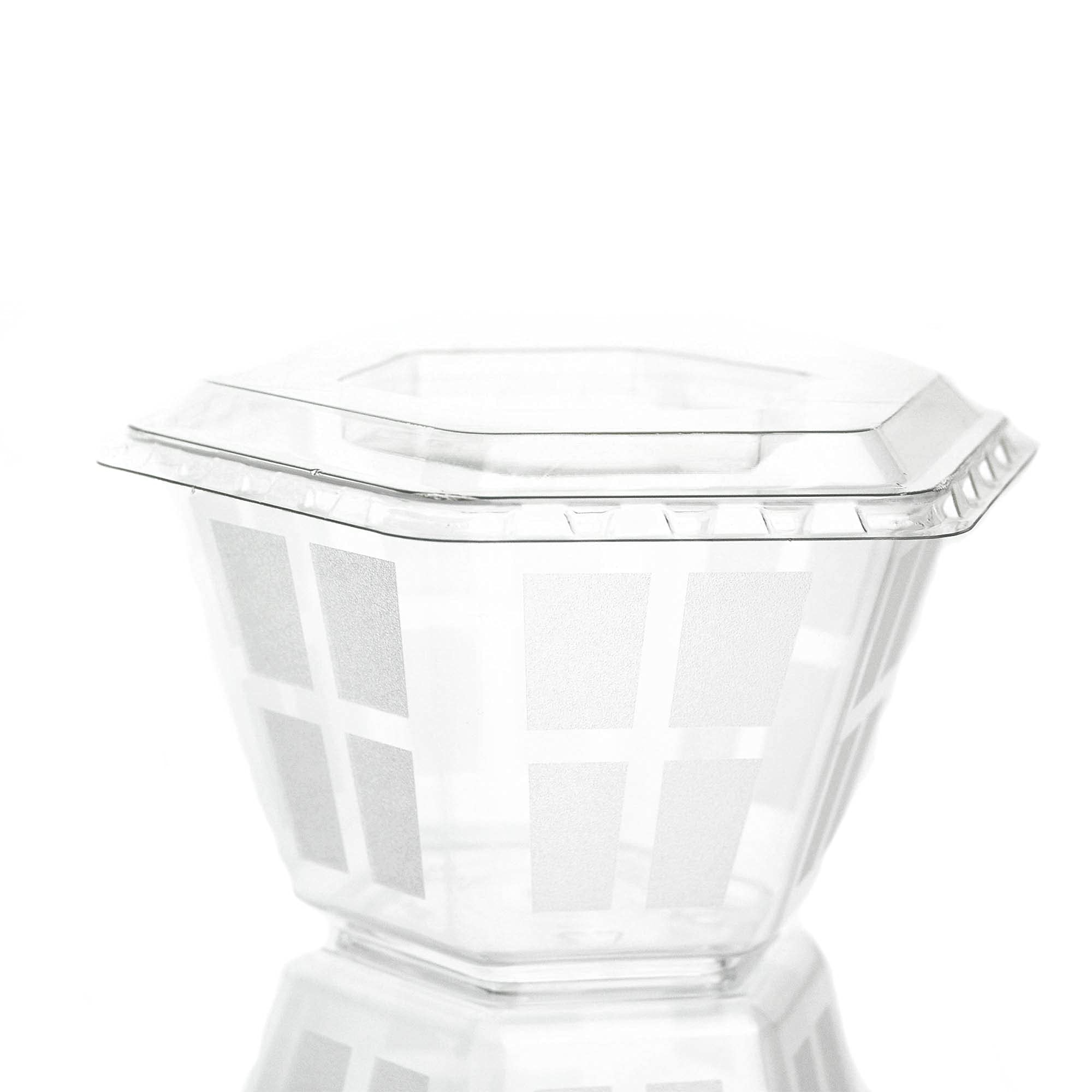 DUE ESSE S.N.C. DI SABATINI ALDO & C. PZ 100 COPPETTA TRASPARENTE 150 CC (DIAMETRO 8,7 CM X ALTEZZA 5 CM) + COPERCHIO BASSO ESAGONALE IDEALE PER DOLCI, MOUSSE, MACEDONIE, GELATO E SEMIFREDDI