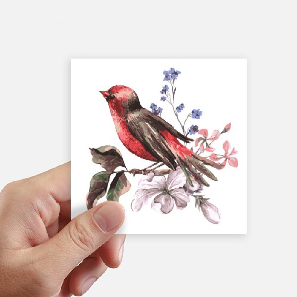 Autocollant oiseaux fleur 10 cm lot de 8 stickers carrés multicolores