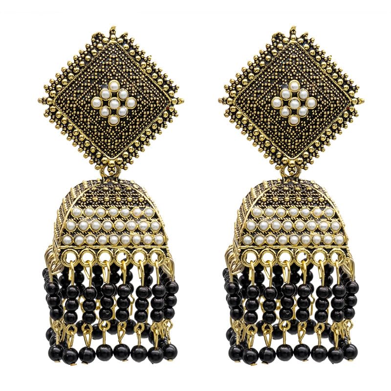 Shining Jewel Traditional Indian Antique Gold Pleted Green Colour Tassel CZ, Crystal Studded Jhumka Earring For Women - Green (SJE_75_G) (B0CST1RFTB) Amazon Price History, Amazon Price Tracker