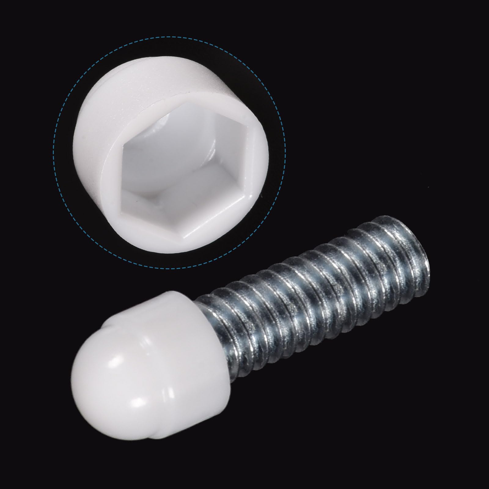 QUARKZMAN M8x13mm Cupola Bullone Dado Protezione Tappo Coperture x 25pz Plastica Esagonale Vite Cappucci per Porte e Tubi, [Bianco]