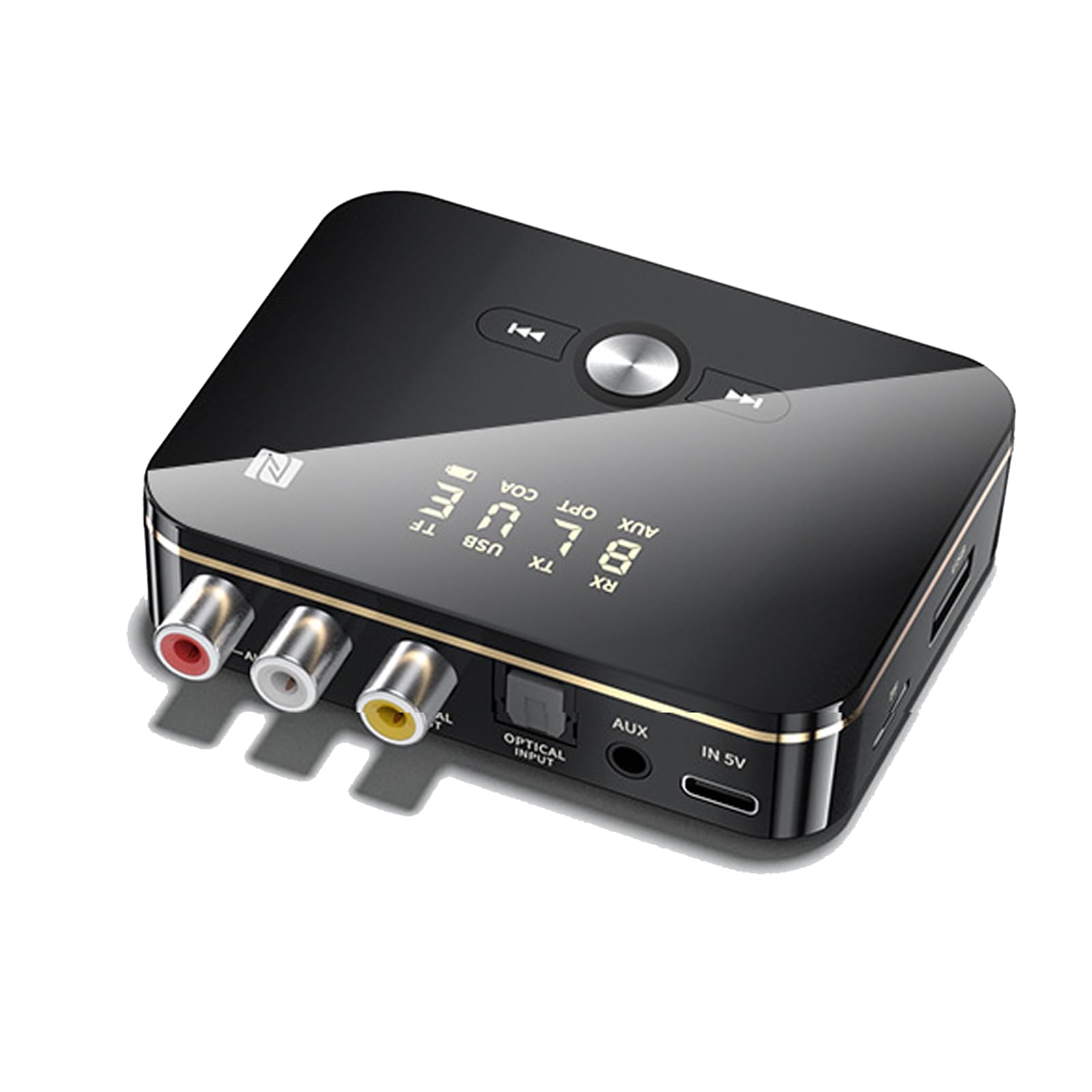 Transmisor Y Receptor Bluetooth 5.0, Adaptador de Audio NFC de Baja Latencia, Tarjeta AUX/RCA/óptica/coaxial/USB/TF de 3,5 Mm, para Altavoz, Amplificadores, Etc.