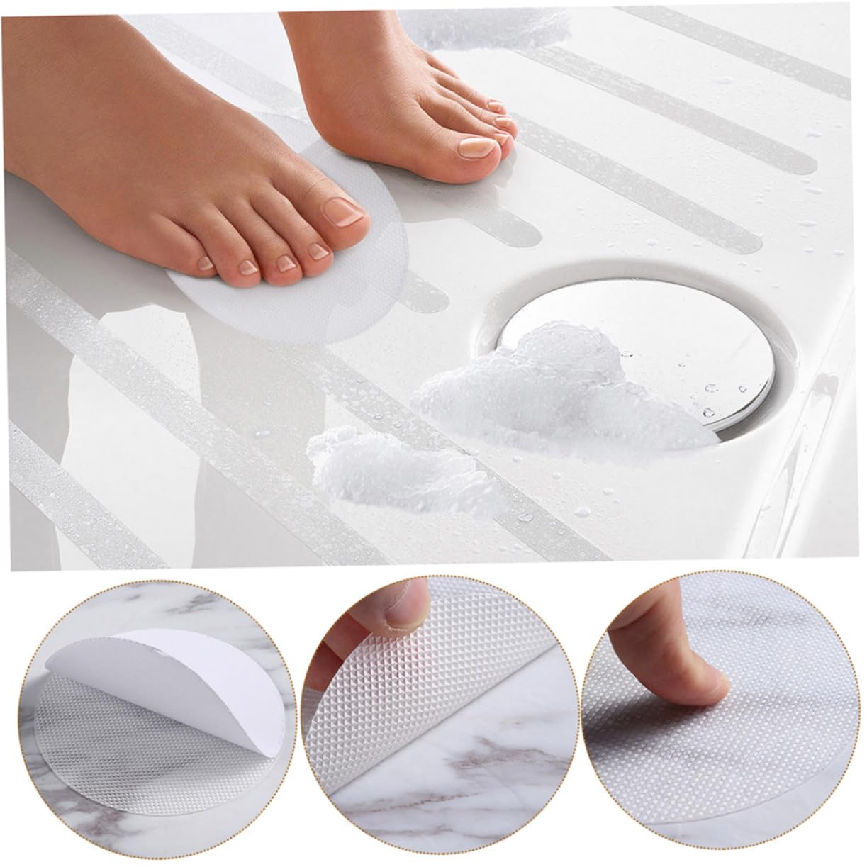 Garneck Bathroom Stickers 20 Pack Anti-Slip Waterproof Self-Adhesive Tub Decals for Tiles Bathtub Glass Round Flower Patterns