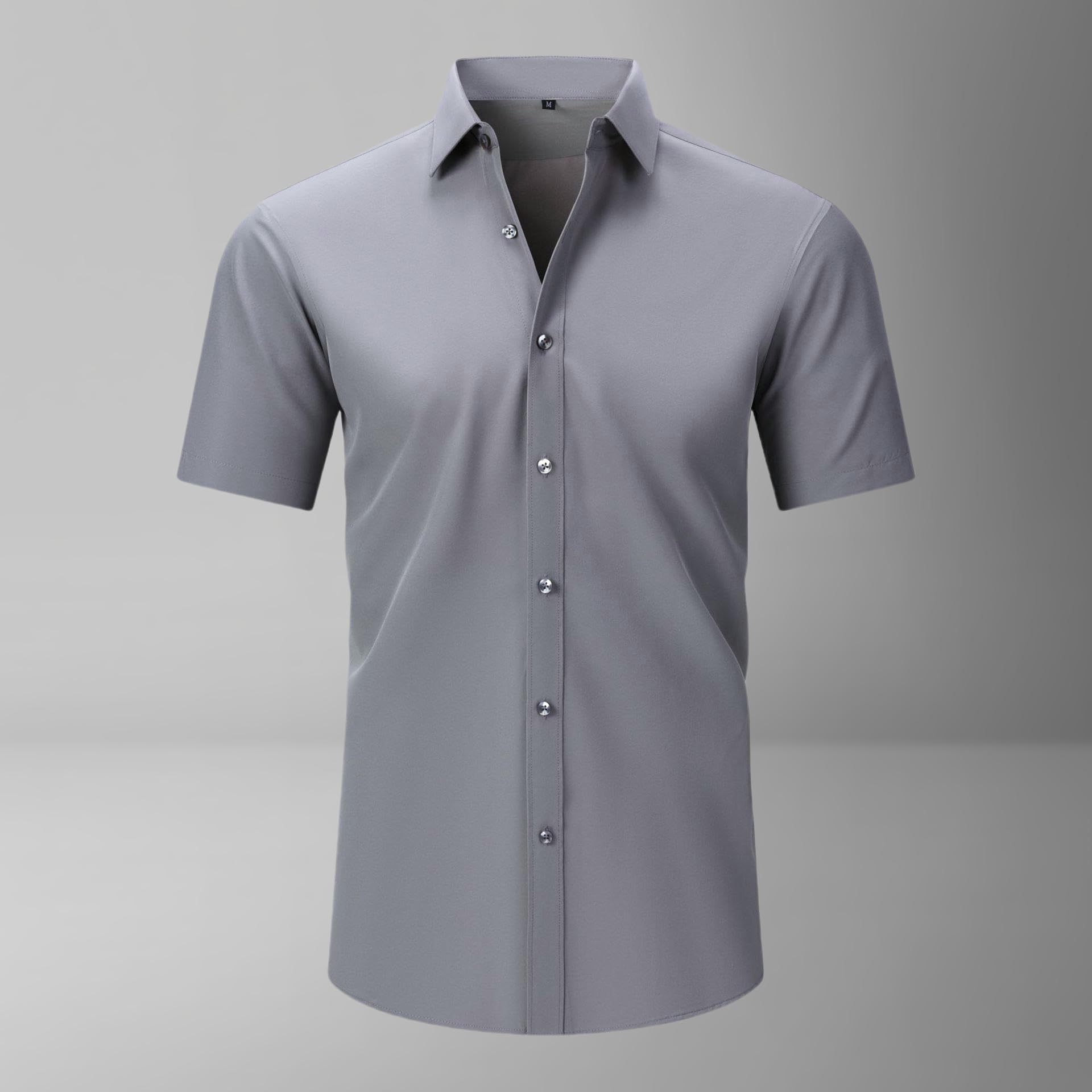 Camisa de manga larga a cuadros para hombre, corte ajustado, resistente a las arrugas, ligera, con botones