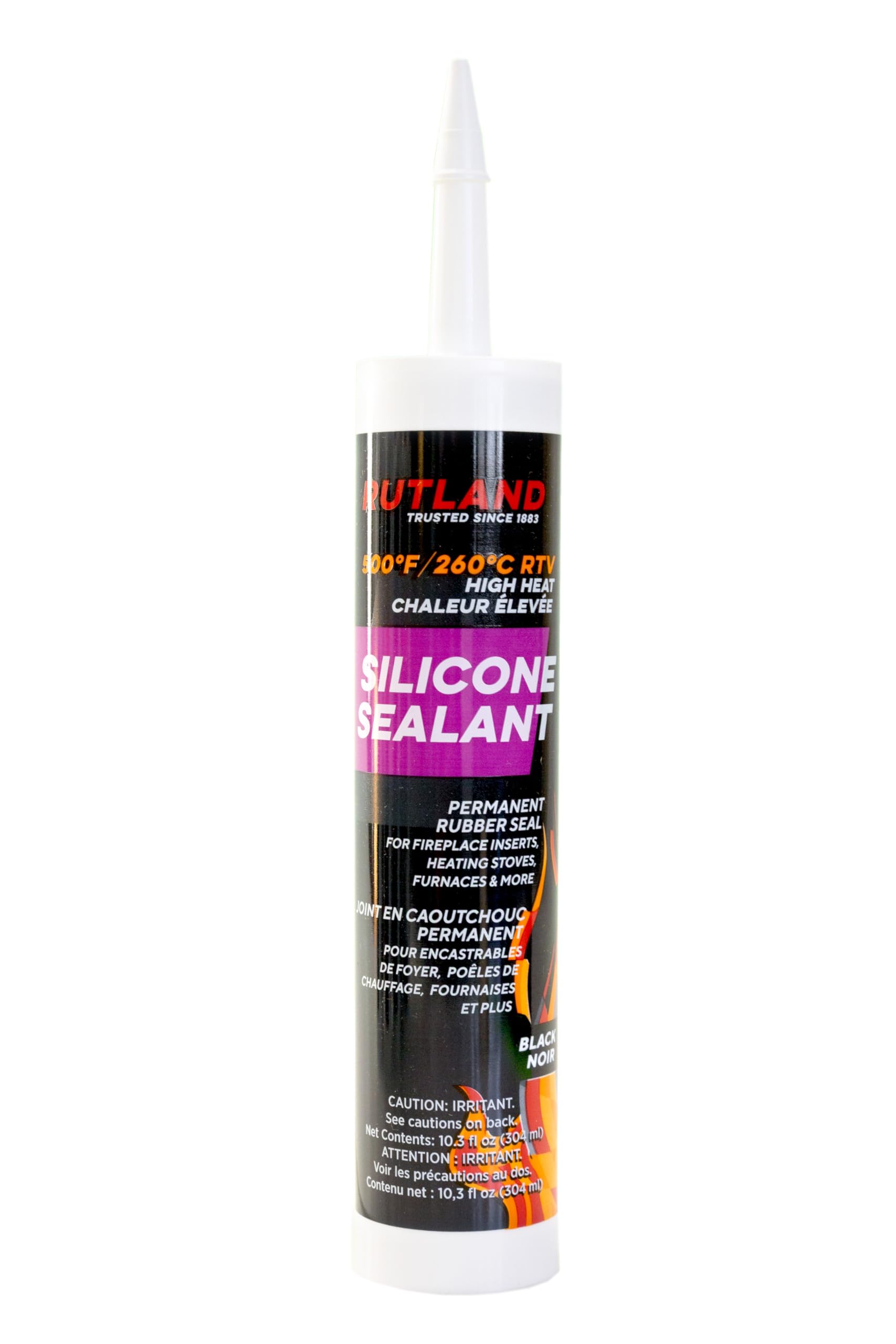 Rutland 500°F RTV High Heat Silicone Sealant Black, USA-Made High Temperature Gasket Maker Adhesive - UV Stable, Oil Resistant & Non-Corrosive
