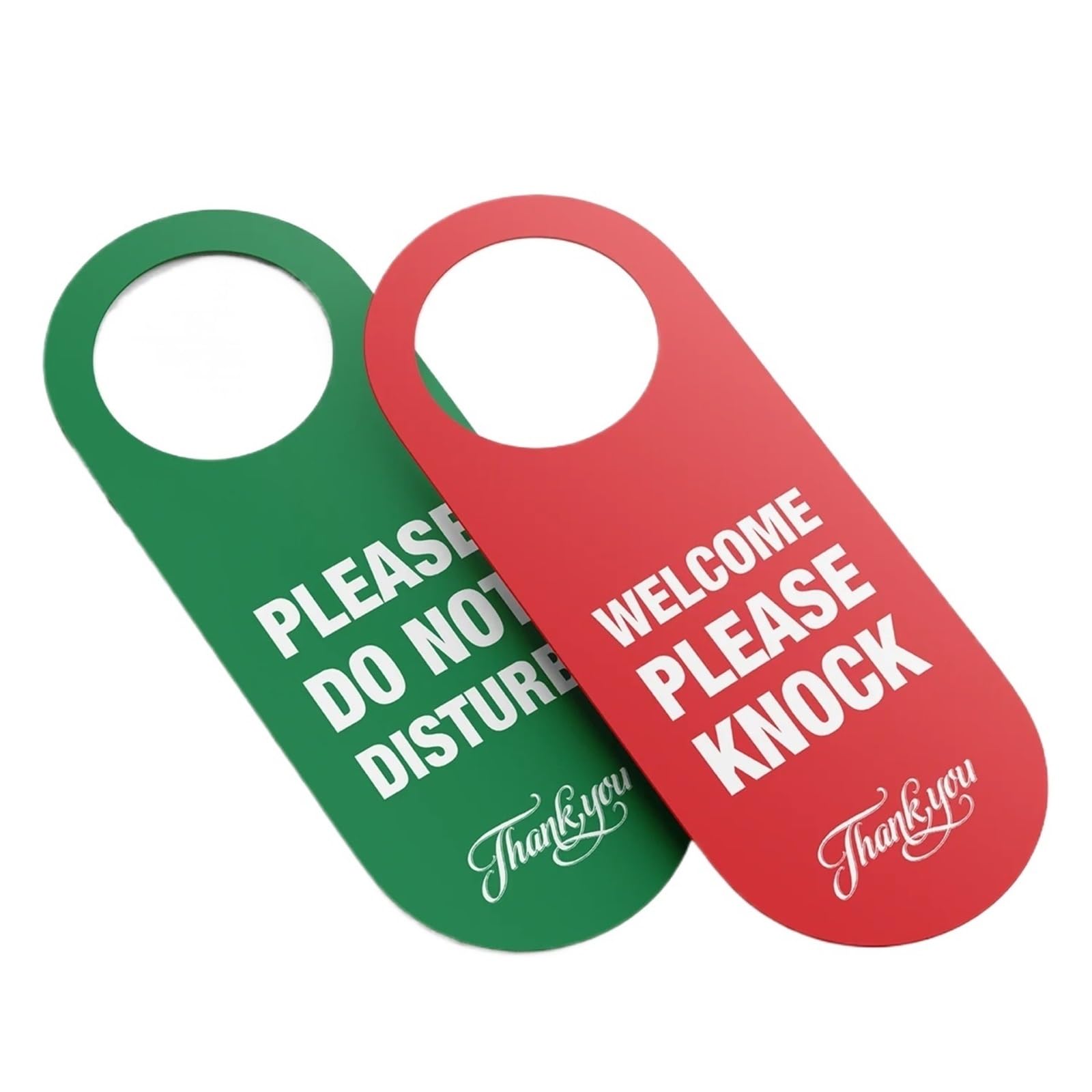 ZRHWSPD PVC Door Knob Hangers 2PCS, Door Hanger Signs, Please Knock Do Not Disturb, PVC Handle Tags