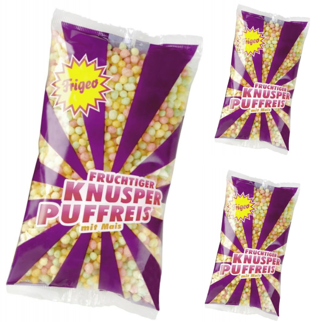 Frigeo Knusper-Puffreis Bunter Frucht süß Snack 80g x 48 Stück