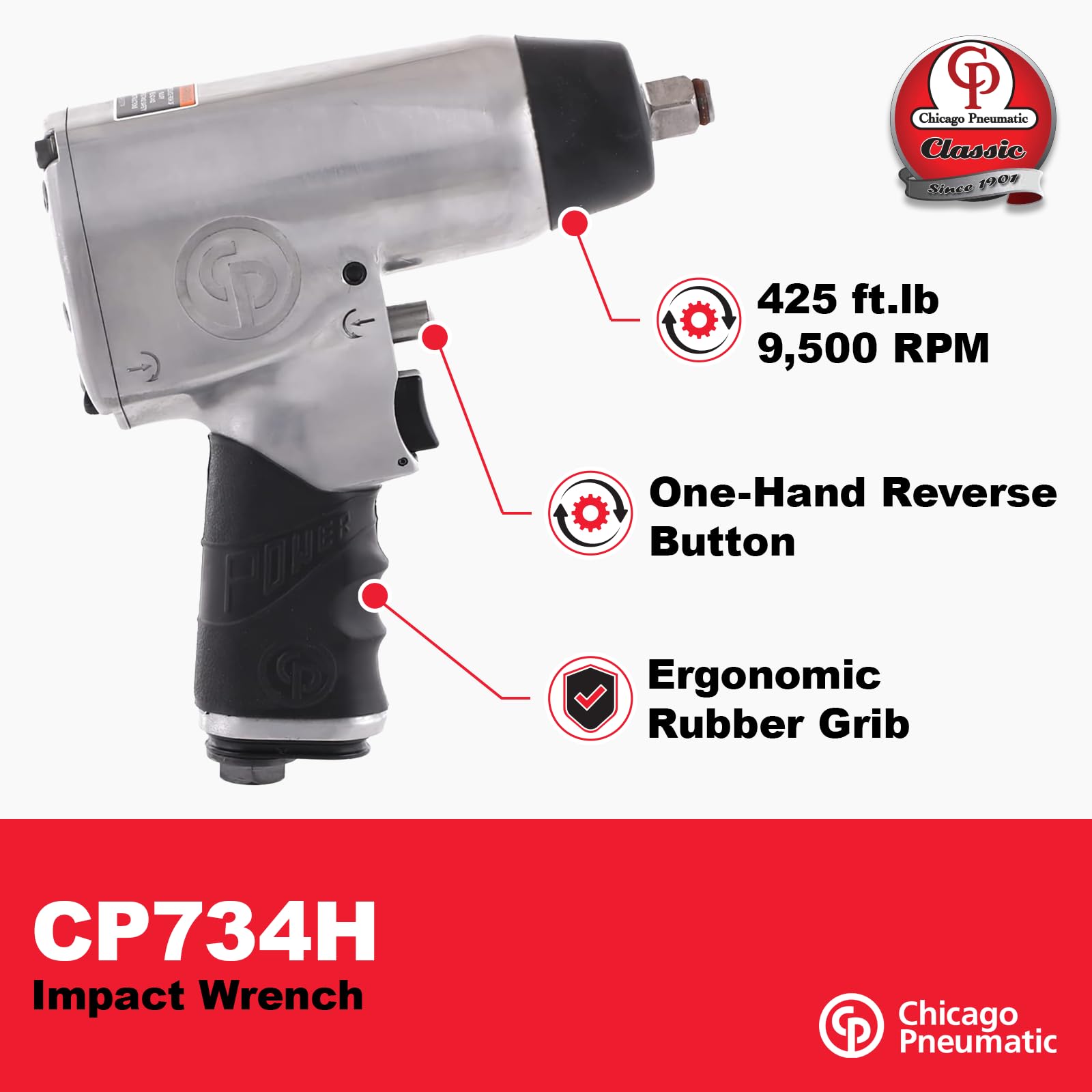 Chicago Pneumatic Air Impact Wrench - 1/2" Drive -2
