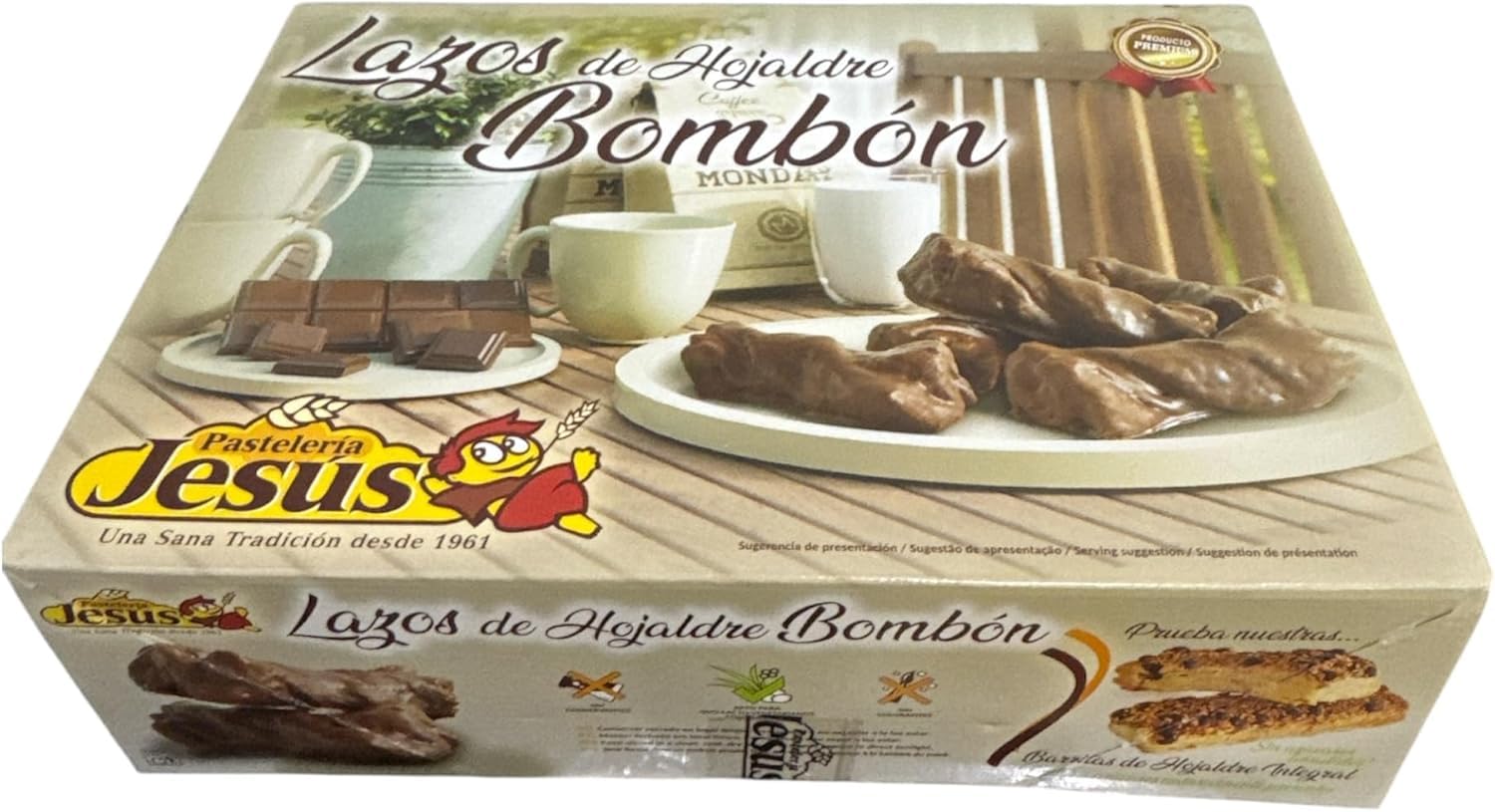 Lazos de Hojaldre con Chocolate y Miel, Cobertura al Cacao 24% – Pack 50 Uds (2,5 kg) – Sin Conservantes ni Colorantes – Bollería para Desayuno y Merienda