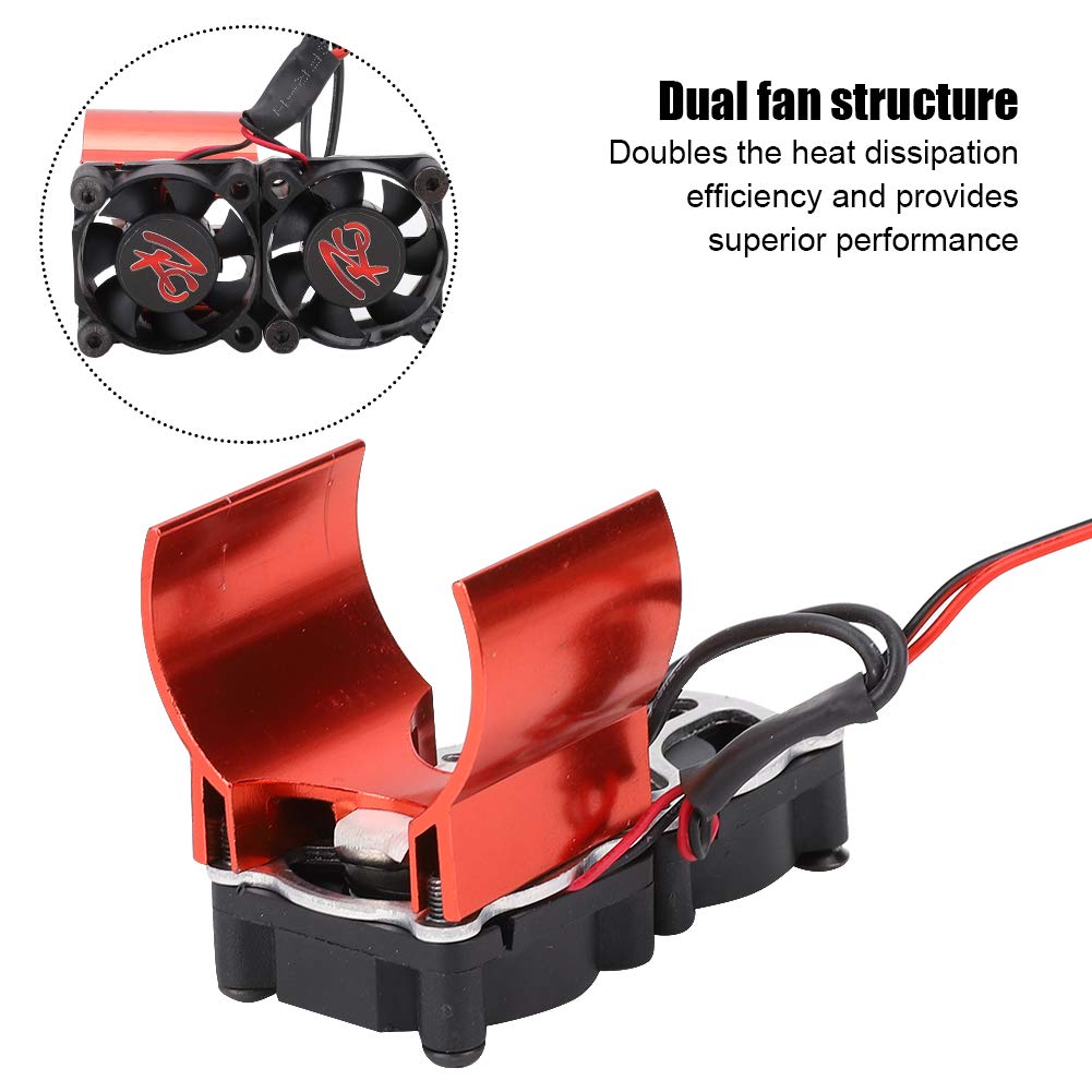 RC Aluminum Alloy Motor Cooling Flange with Double Fans for HPIHSPAxial 1/10 RC Car, High -efficiency Cooler for Enthusiasts, Red (Red)