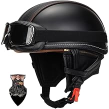Casco Moto Retro ABS Ligero 650g DOT Homologado - Medio Casco Jet para Hombre y Mujer con Doble Ventilacion, Forro Desmontable y Hebilla Rapida Talla S-XXL