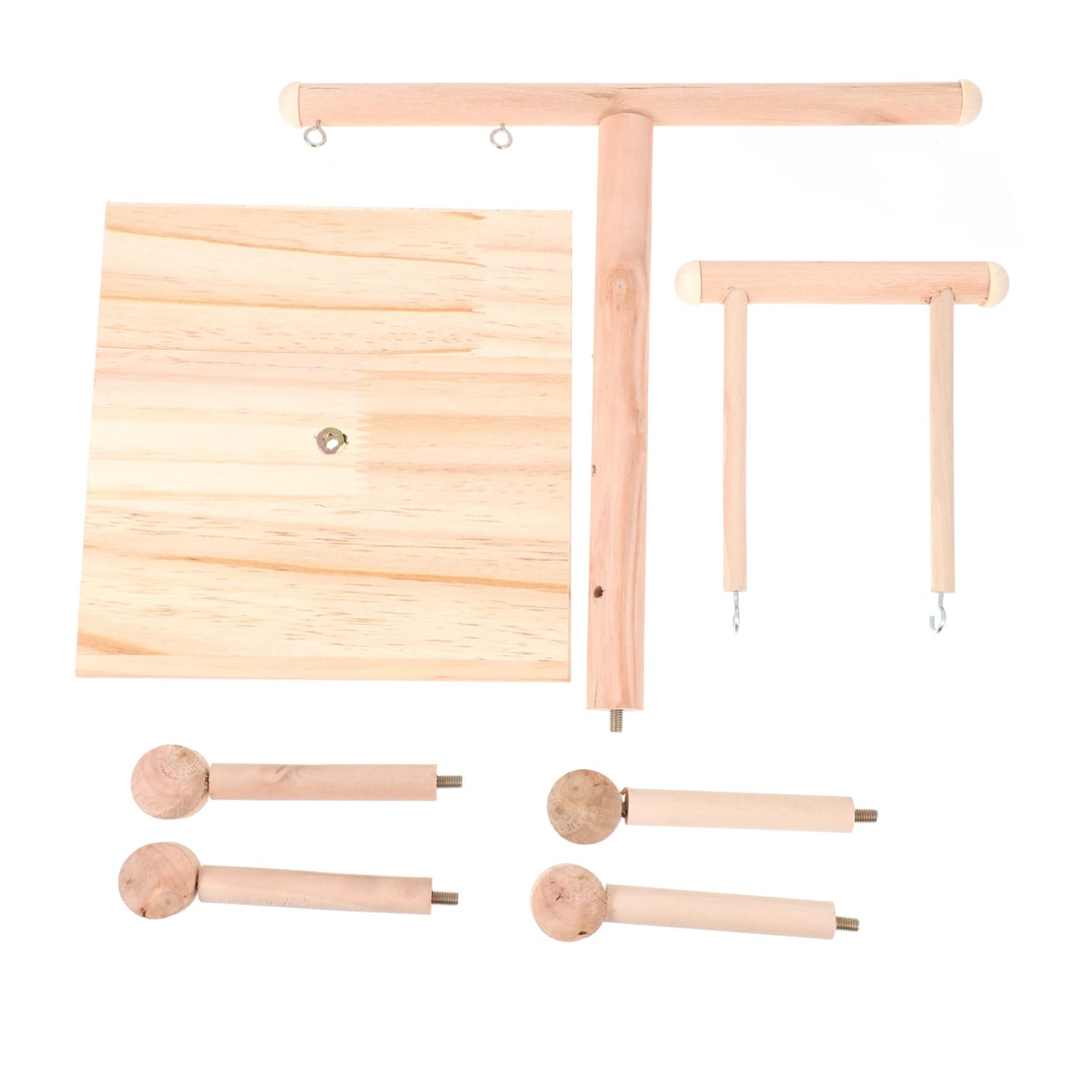 minkissy 2 Pcs Swing Pole Small Animal Wooden Platform Papoose for Wood Toys Pet Perch Branch Chewing Toys for Bird Play Stands Wood Bird Stand Baby Items Wooden Pole Parrot To Rotate