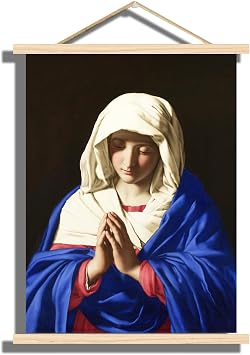 The Virgin In Prayer By Giovanni Battista Salvi Hanging Posters- World Famous Oil Painting Series - Bathroom Decor - Art Hanging Posters For Gallery, Study, Living Room - Framed