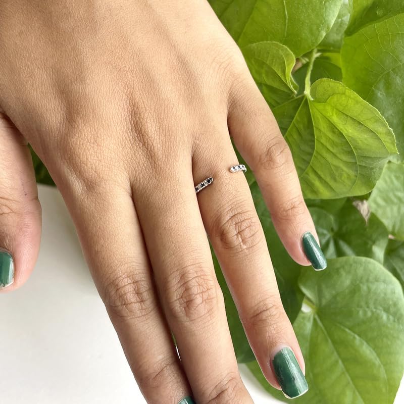 Blue Sapphire & White Diamond Open Wedding Band For Women, 14k Gold Finish Sapphire Wedding Band, Ladies Alternate Diamond Ring