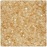 SIZE: 6mm faceted round with a 1.5mm hole STYLE: Champagne in a see through transparent finish MATERIAL: Plastic - Made in the USA QUANITY: 79.66g / Approx. 600 Beads