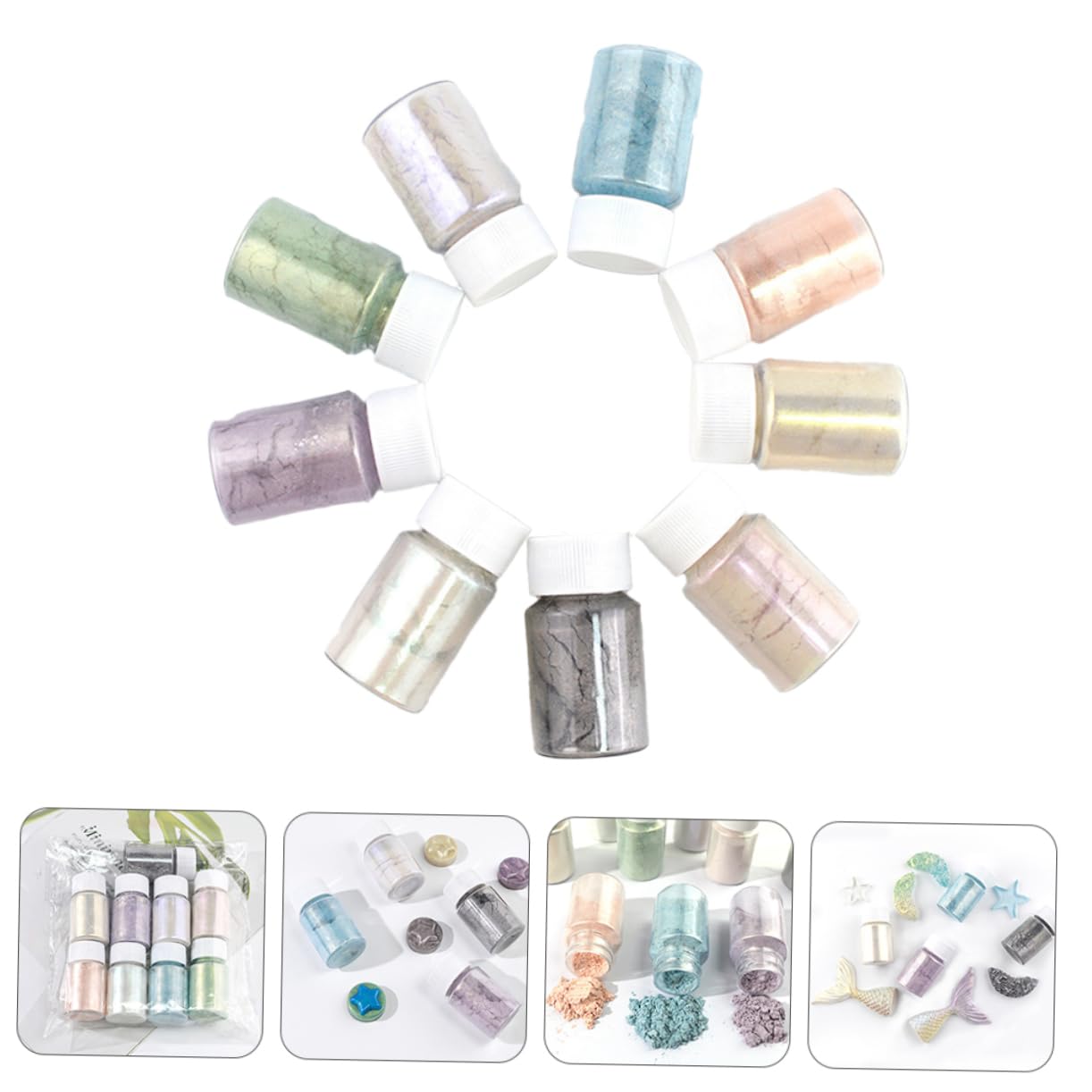 Sewroro 27piezas Polvos De Mica Iridiscentes Para Manualidades Fabricación De Jabón y Arte Pigmentos Para Resina y Cosméticos