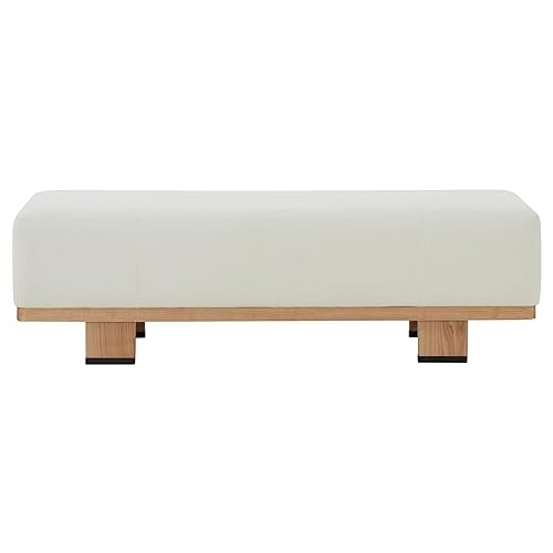 Couture Collection Abrianna Modern Ivory Boucle/Natural Bench
