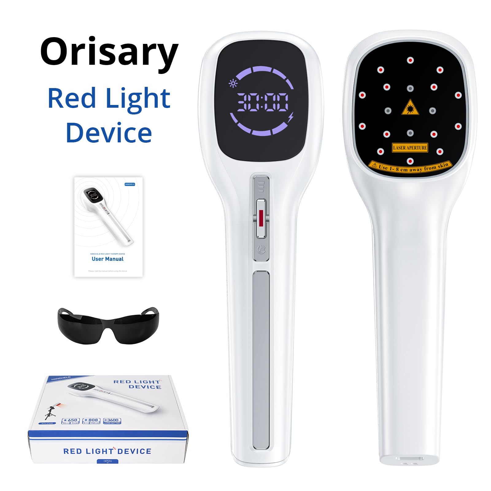 Rotlicht Therapiegerät, Handgerät Kalte Laser mit 5-30mins Timer Einstellbarer Leistung, Gelenk- und Muskelpflege (4 * 808nm+14 * 650nm) für Haustiere & Menschen, Red Light Therapy
