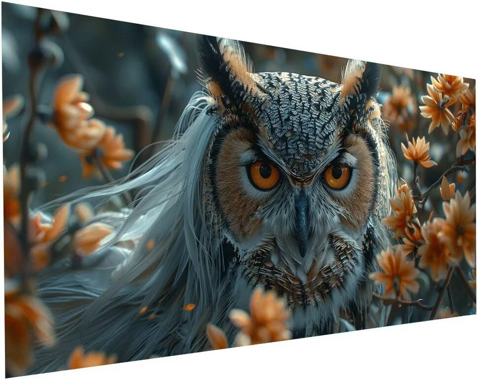 Diamond Painting Hibou Grand Format 80x160 cm - Kit Complet Broderie Diamant Fleurs S-202