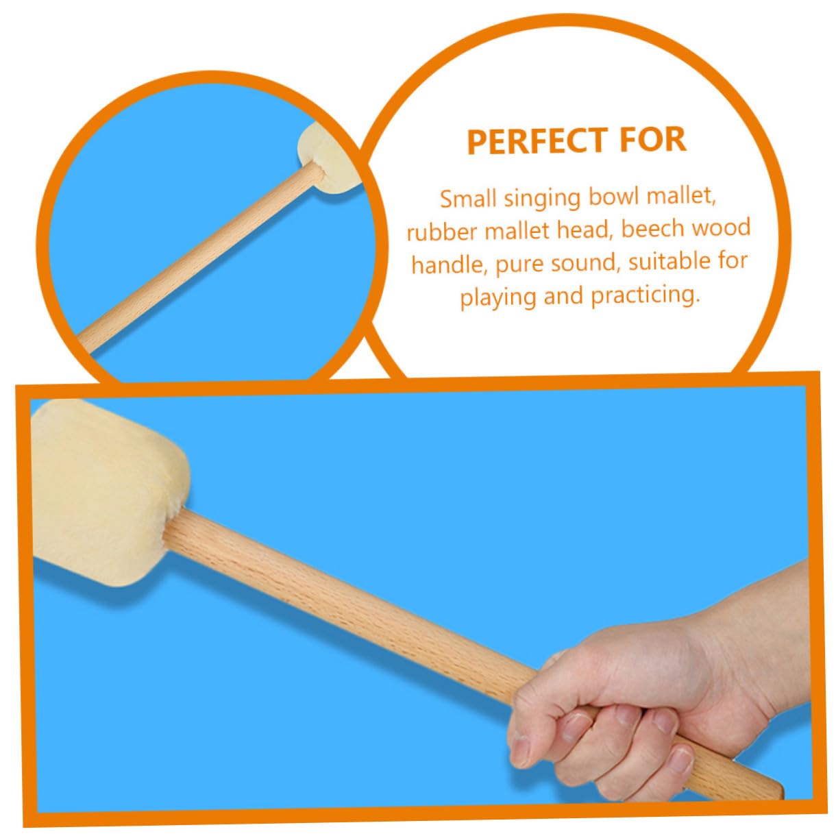 2 Stück Bassdrum Schlägel mit Filzkopf und Buchenholzgriff Leichte Professionelle Drumsticks für Percussion Geeignet für Bassdrum Symphonische Pauke Gongs und Klangschalen