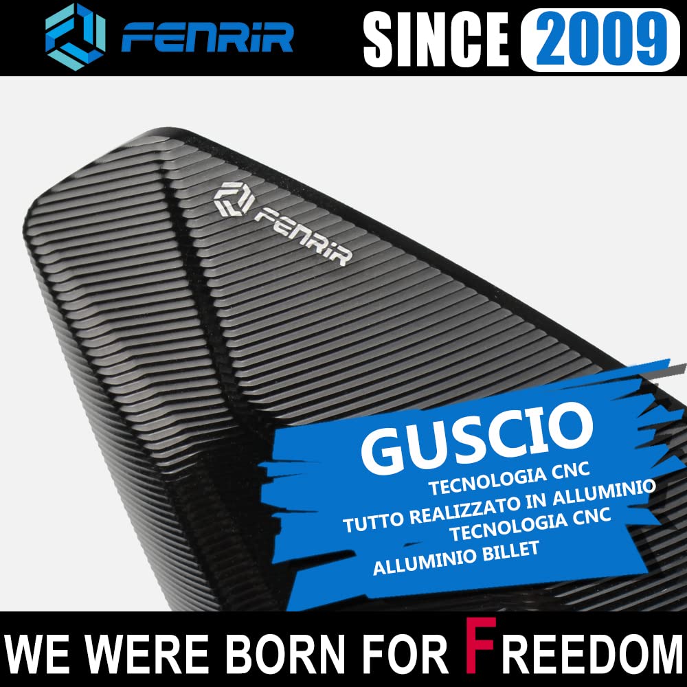 FENRIR Nero CNC Alluminio Specchietti Retrovisore Manubrio Moto Omologati end bar, Specchi Antiriflesso per Cafe Racer Scrambler Monster Z900 Z650 CB650R CB750 MT03 GSX8S Tuono