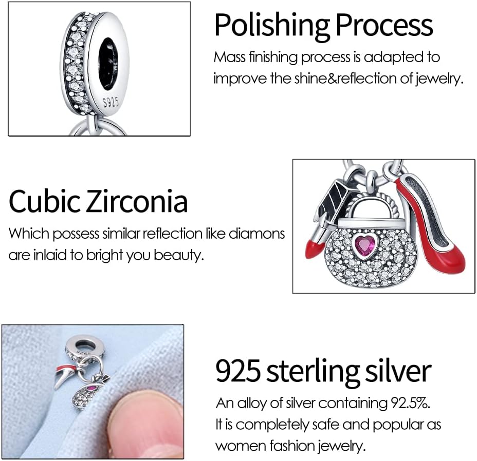 KUNSIR Charms Beads fits Pandora Charm bracelets for Woman 925 Sterling Silver Dangle Pendant Bead Jewelry Beads Gifts Happy Birthday Charms for Women Bracelet&Necklace - Image 4
