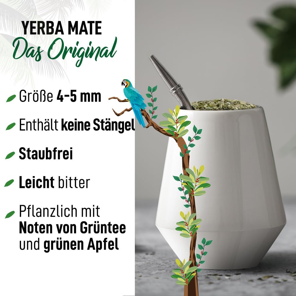 ORIGEENS BIO YERBA MATE TEE 1 KG - Das Original I Bio Yerba Mate Handgepflückt, Ungeröstet - Blätter, Frei von Stängeln, Staub und Krümeln - Energie- und Detoxgetränk (Original 1k)