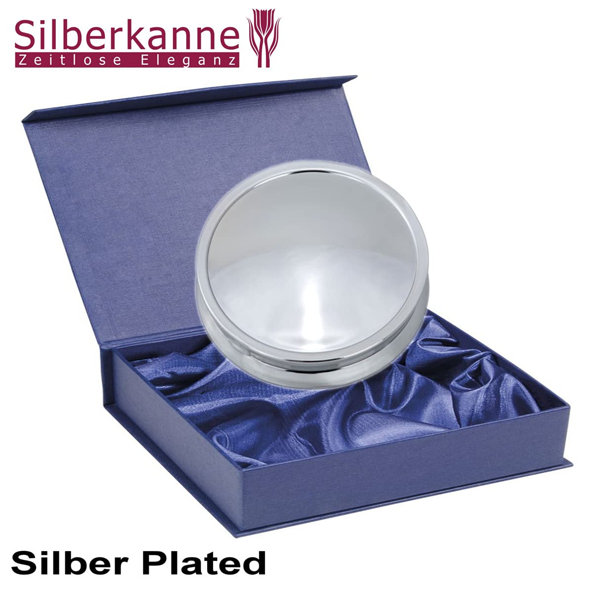 Pillendose 7 Fächer für 1 Woche Versilbert – Ø 8 cm – Premium Silver Plated Medikamentenbox – Edle Pillenbox für 7 Tage