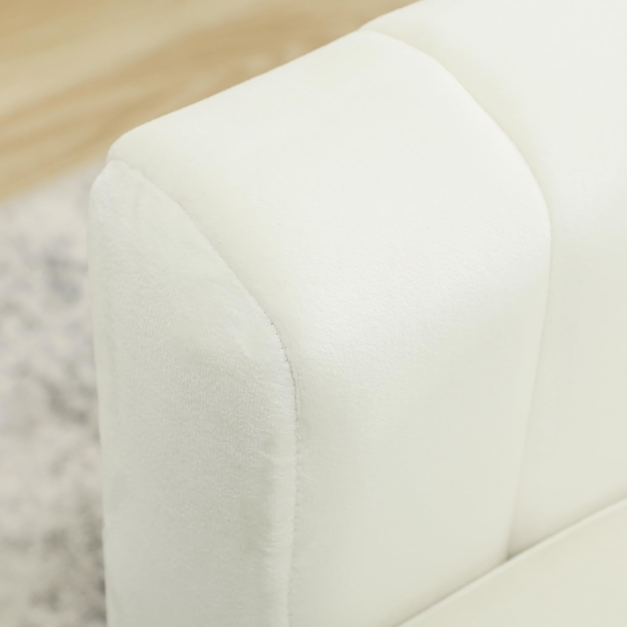HOMCOM Sofá de 3 Plazas Tapizado en Terciopelo Sofá de Salón 181 cm Crema | Cojines Gruesos, Patas de Metal, Estructura de Madera, para Sala de Estar, Dormitorio, Oficina