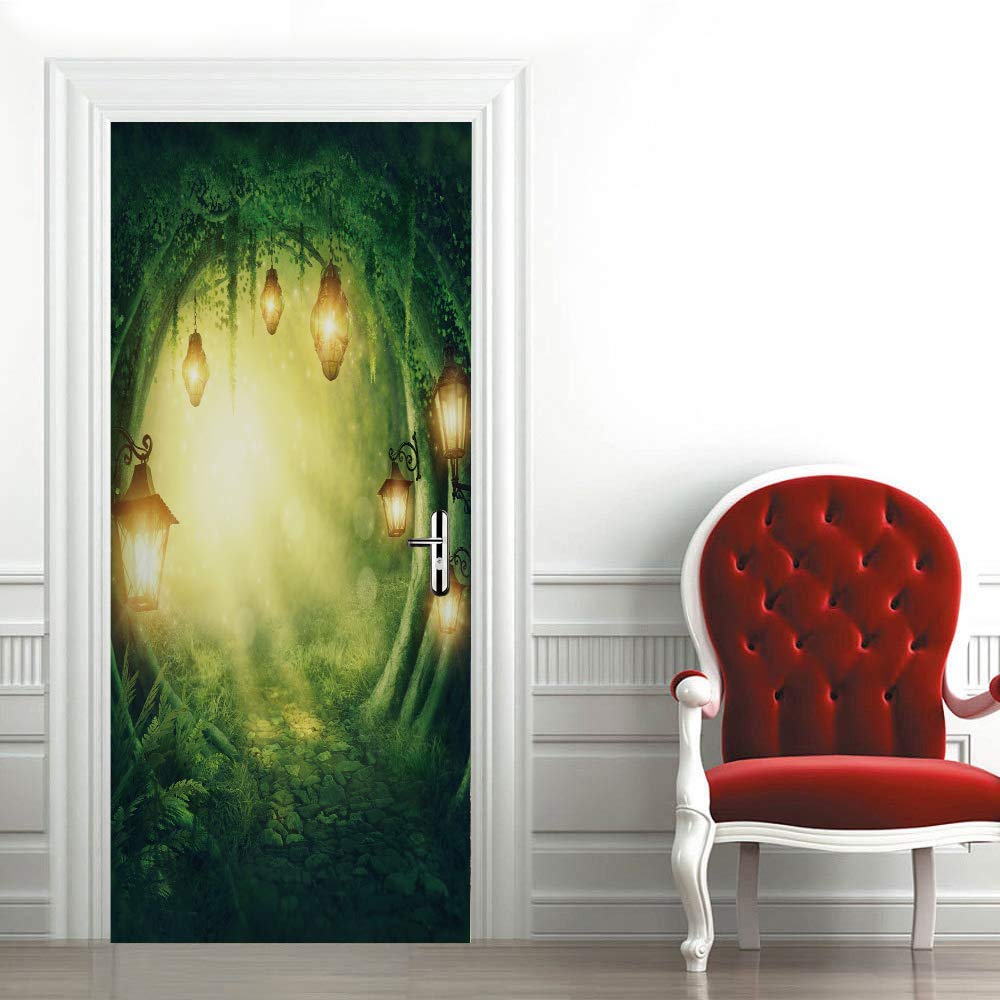 Sticker de Porte Trompe l'Oeil Forêt pour Rénover une Porte Abîmée
