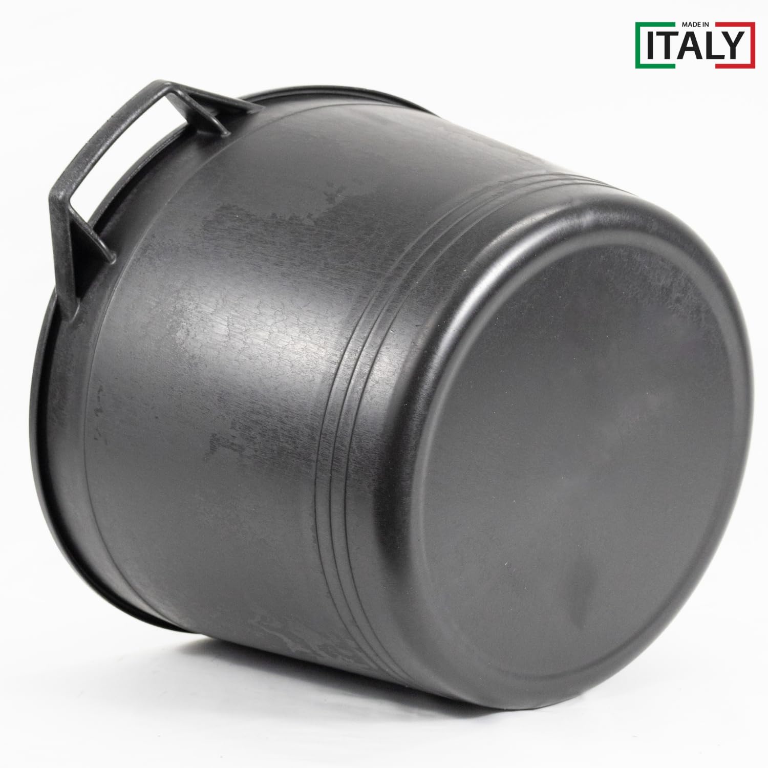 MOHOME Mastello Multiuso PVC Secchio Nero Made in Italy Cassa Macerie Malta Calcinacci Tinozza per Edilizia Set da 10 Capacità 45 Litri Impilabile Doppio Manico Resistente Cantiere Giardino Casa