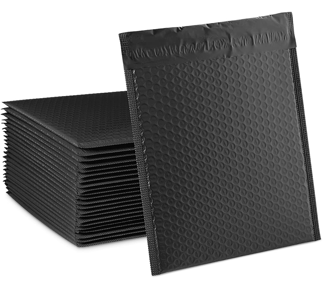 30 Pcs Poly Bubble Mailers, Weegoo 25.5 x 33 cm (10 x 13 Inch) Self Seal Padded Mailing Bubble envelopes, Black Waterproof Tear-Proof Poly Mailers Shipping Bags for Shipping, Packaging, Mailing